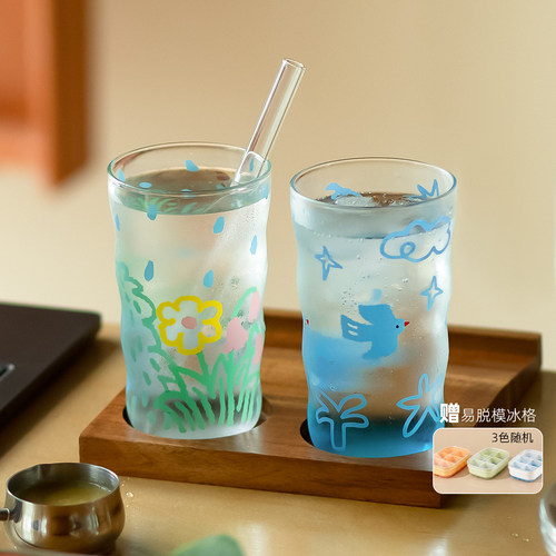 彩虹飞鸟系列波浪杯玻璃美术杯