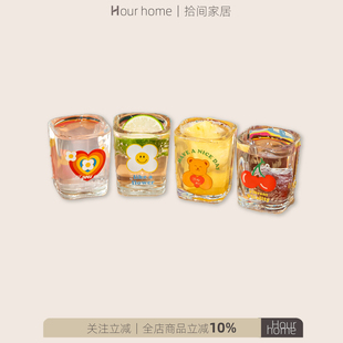 彩虹花花小烧酒杯家用招待客人酒杯送礼迷你一口烈酒杯子白酒清酒
