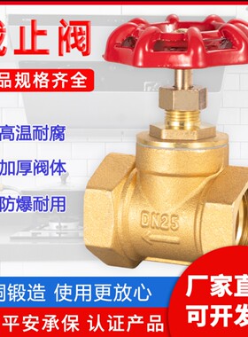 达柏林截止阀黄铜螺纹硬密封加厚大体红冲锻压节流4分6分正品阀门