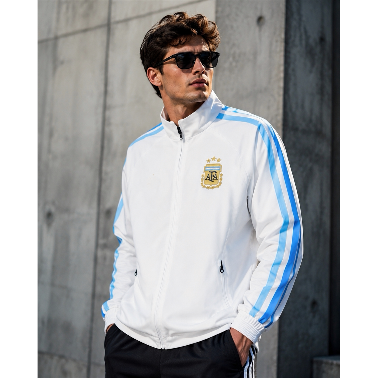 新款阿根廷足球服外套防水复古球衫刺绣风衣秋冬爆款 windbreaker