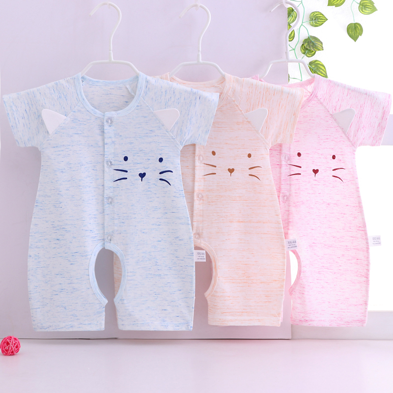 嬰兒短袖連體衣夏季薄款純棉新生幼兒哈衣女爬服夏男寶寶衣服夏裝