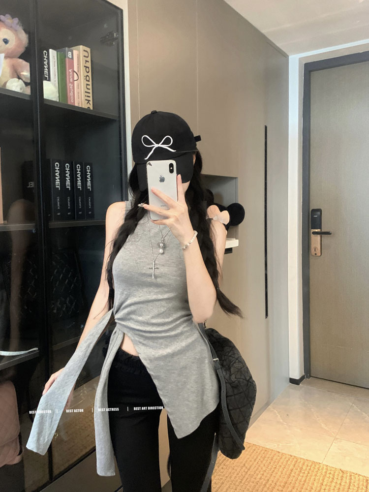 不规则常规女性通勤无袖开叉