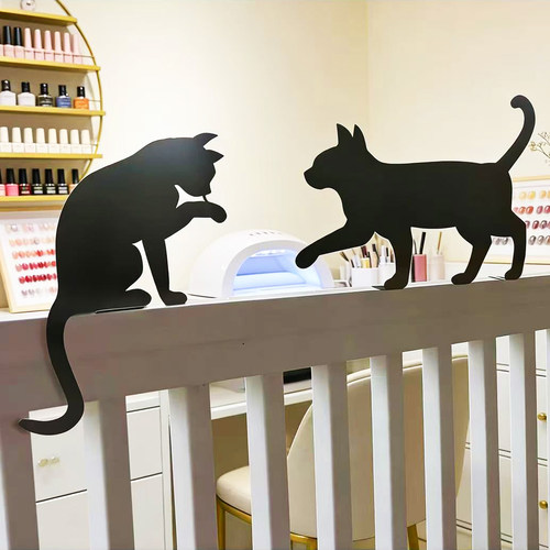 2只黑猫剪影铁艺户外花园摆件