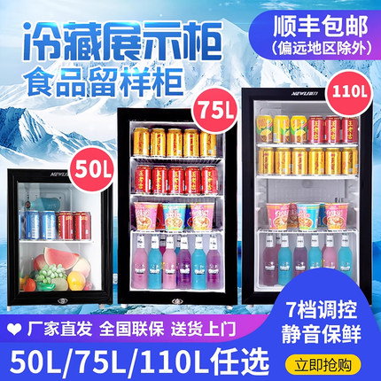 商用小型冷藏柜单门冷柜保鲜柜立式茶叶柜小冰箱食品留样展柜带锁