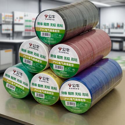 10个装公牛电工胶带电气绝缘胶带PVC阻燃耐高温高粘性9米18米胶布