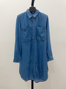 外单中长款牛仔衬衫两用袖圆摆休闲时尚通勤文艺薄女衬衣气质复古