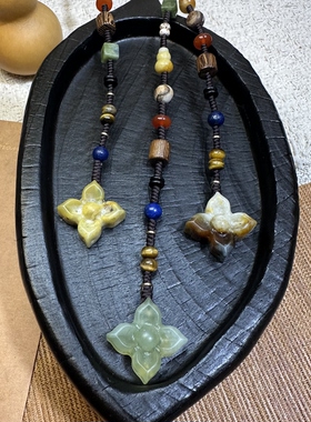 新中式可调节多宝挂绳文玩包挂帽挂链手机链帽绳帽链帽饰柿蒂花