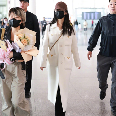 杨紫同款白色毛呢大衣女长款收腰优雅气质羊毛外套轻奢风