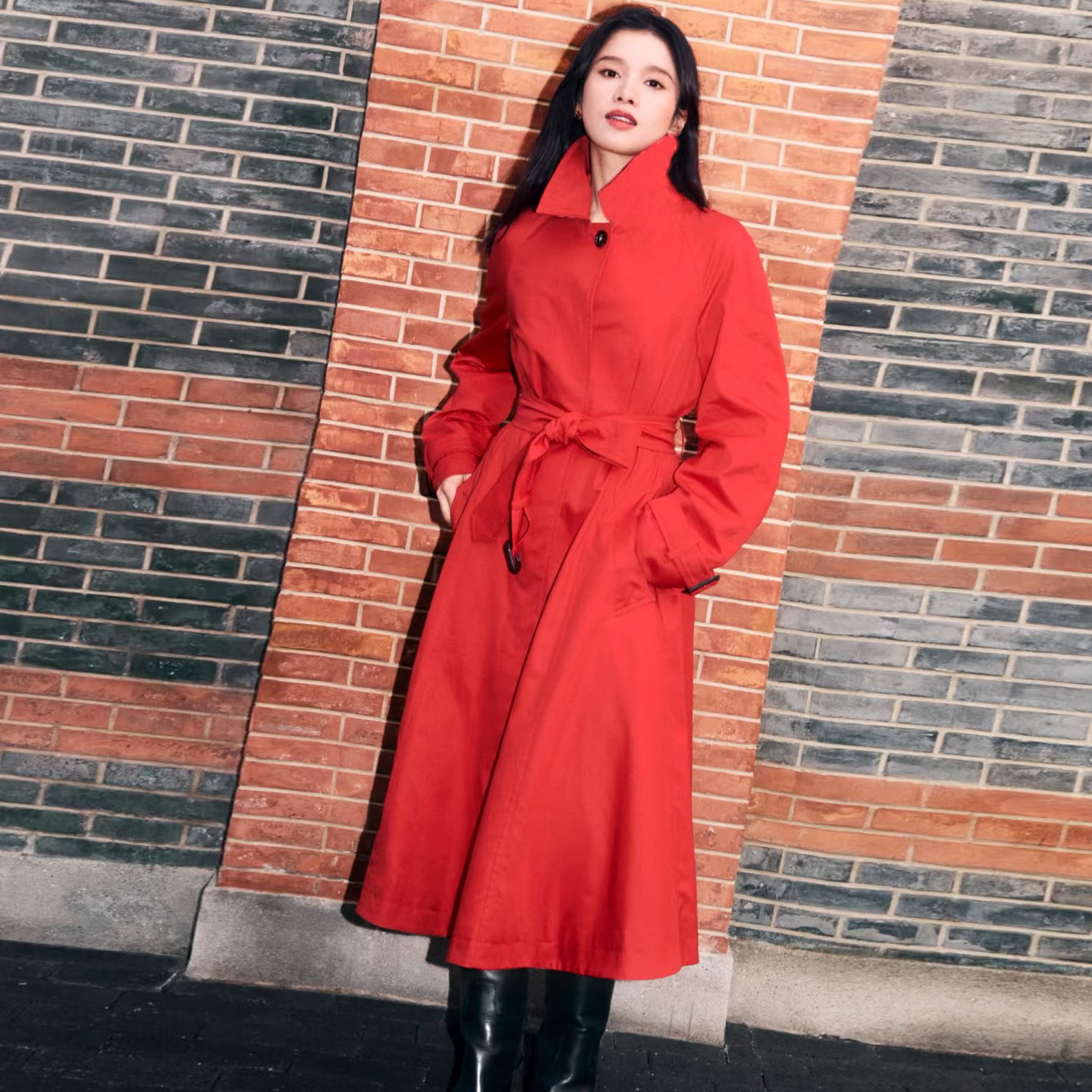 老钱风黑色长款风衣女双排扣系带收腰外套英伦风,女装/女士精品,风衣,淘宝优惠券,粉丝福利购,淘宝优惠卷