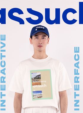 ASSUCH印花宽松圆领白色常规T恤新疆棉重磅设计师品牌休闲落肩