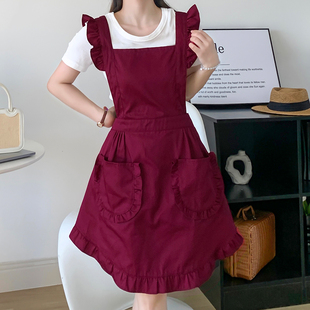 围裙定制LOGO公主餐饮女漂亮时尚 工作复古荷叶边2026厨房家用新款