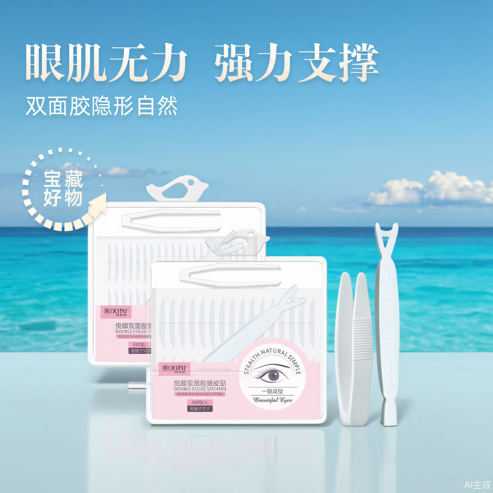 双面双眼皮贴隐形自然无痕橄榄型尖角内双肿眼泡专用超粘支撑力强