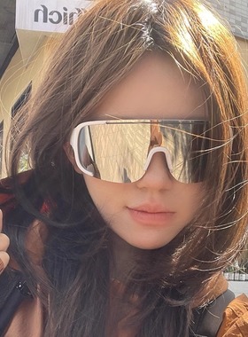 欧美户外运动骑行银色眼镜登山夜骑太阳镜连体护目防风镜墨镜男女