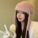 保暖防寒雷锋帽子女秋冬季 加厚加绒护耳针织粉色毛线帽巴拉克拉法