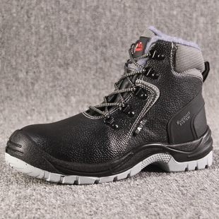 厚底耐油钢头劳保鞋 工作防护大棉鞋 黑色中帮加绒保暖冬季 瑕疵特价
