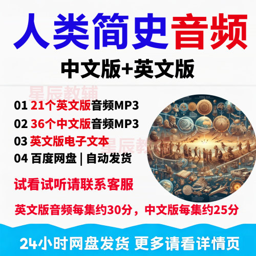 人类简史中文版+英文版原著诵读音频名著阅读磨耳朵素材有声书MP3