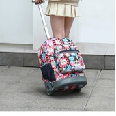 新款 中小学生拉杆书包背拉两用负护脊双肩背包大容量休闲旅行包