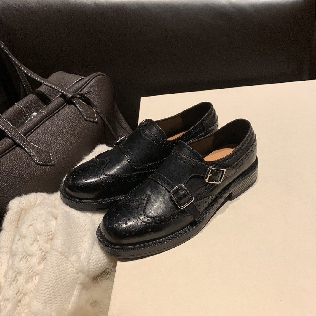 单羊皮版~时尚布洛克雕花皮带扣乐福鞋女低跟真皮深口英伦小皮鞋,女鞋,乐福鞋（豆豆鞋）,淘宝优惠券,粉丝福利购,淘宝优惠卷