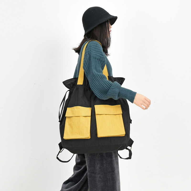 澄心女子原创撞色大容量休闲单肩包新品时尚工装背包女双肩两用包,箱包皮具/热销女包/男包,双肩背包,淘宝优惠券,粉丝福利购,淘宝优惠卷