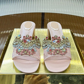 高级感水晶鞋 性感宴会粗跟凉拖女 25新款 法式 绝美水钻镂空高跟凉鞋