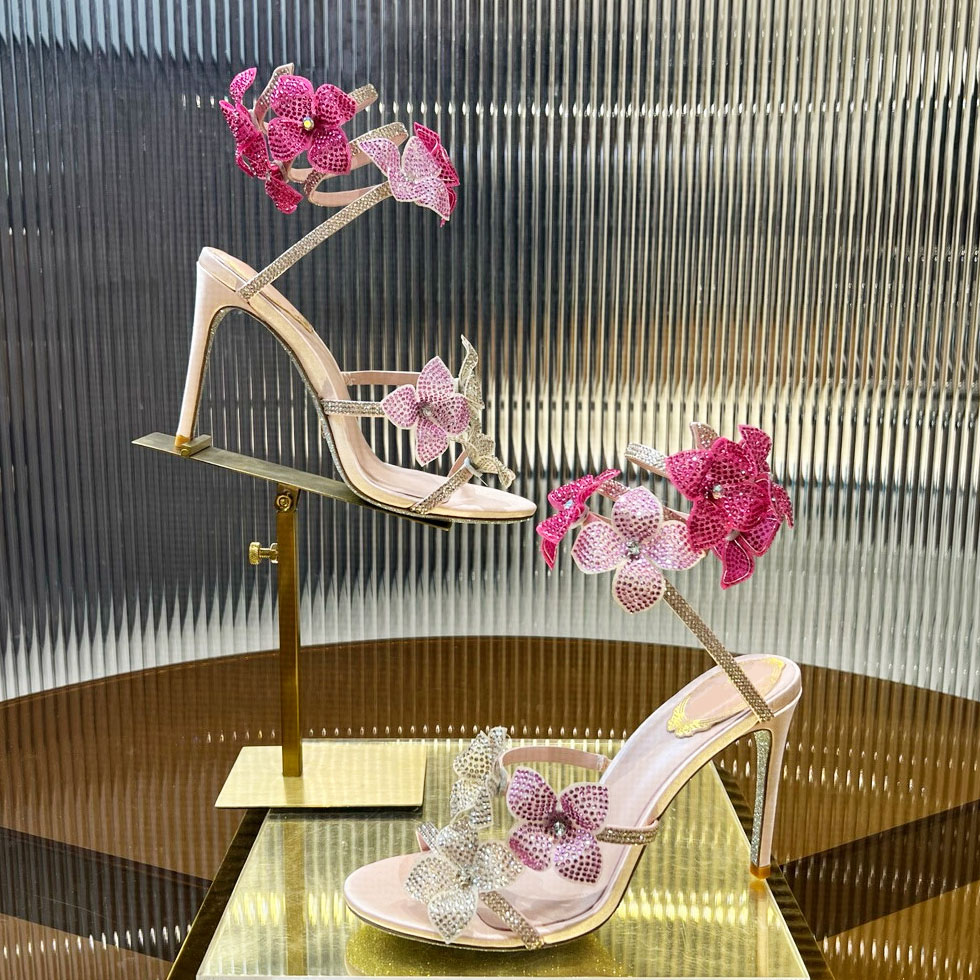 2025新款高跟花朵缠绕水钻凉鞋