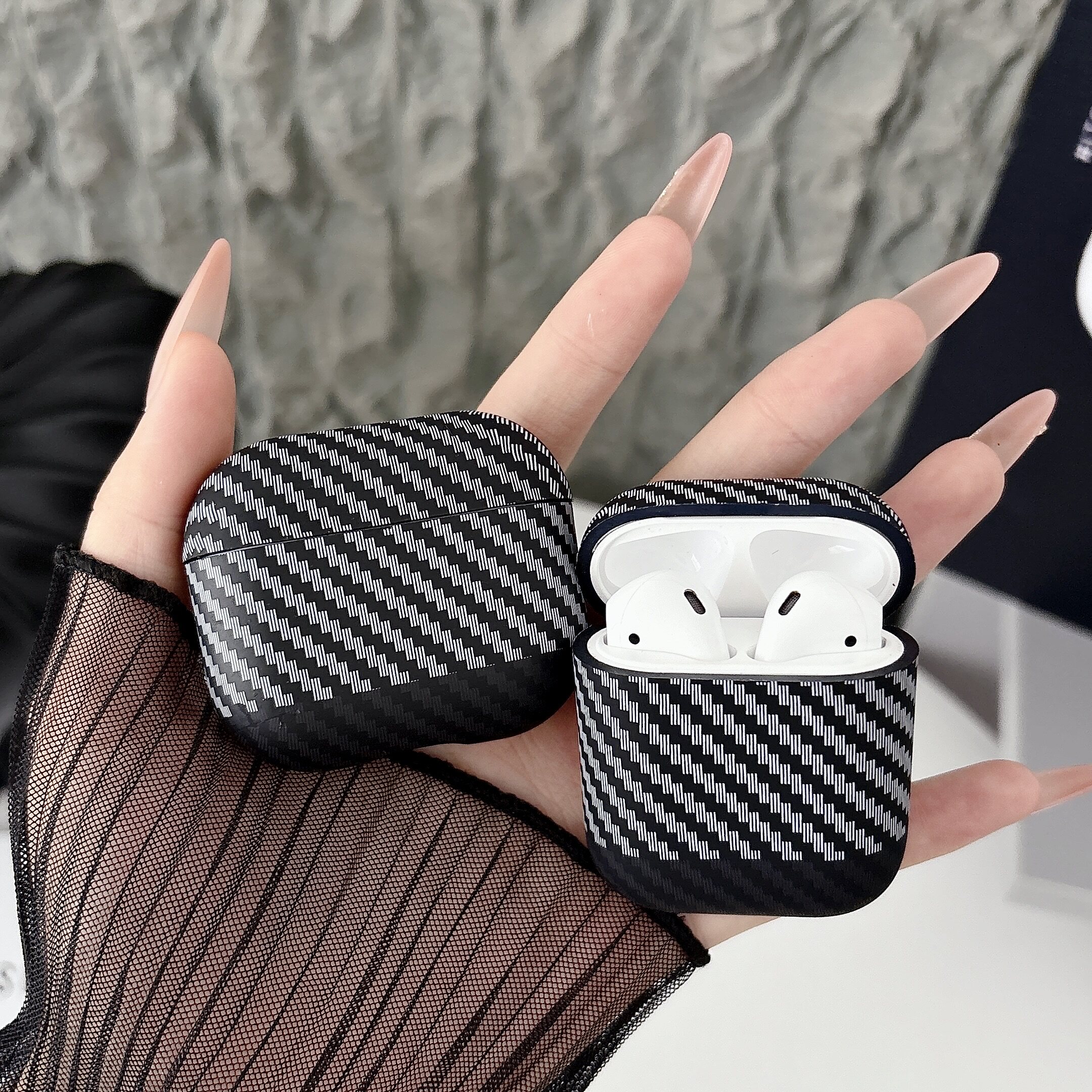 潮流凯夫拉碳纤维纹适用苹果Airpodspro3代耳机套Airpods4代保护套airpods3代耳机壳四代降噪蓝牙pro2时尚男