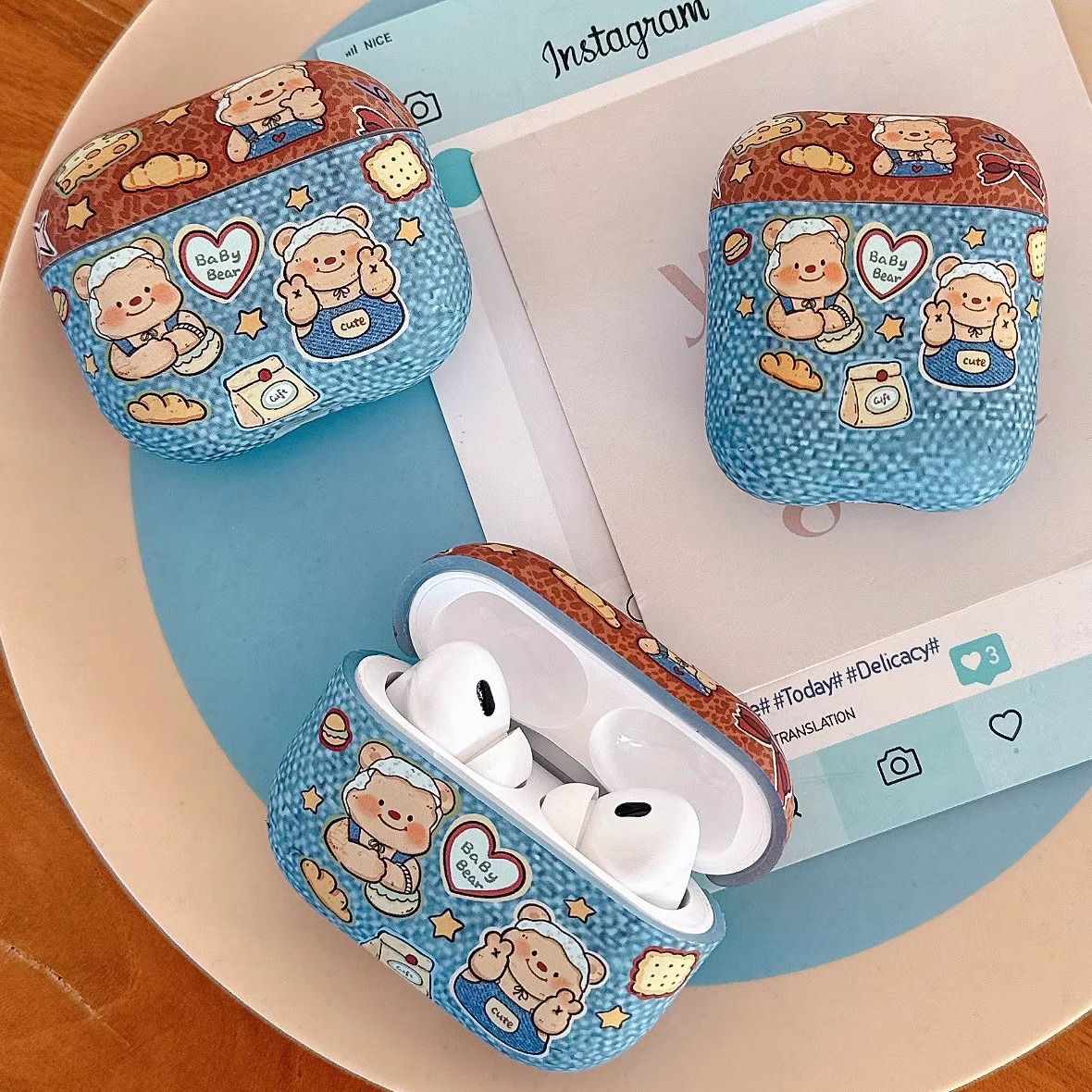 黄油小熊适用airpods4保护套苹果airpodspro2蓝牙耳机壳二三代降噪pro卡通airpods3小众高级感ipods盒硅胶4代