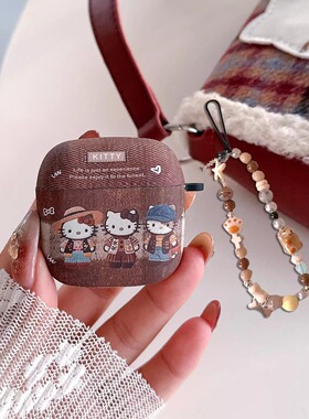 牛仔毛衣KT猫适用华为Freebudspro5代Clip2代夹耳freebuds6保护套pro4/3蓝牙7i/6i/5i耳机壳4e硅胶pro2卡通女