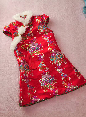 女童旗袍冬装宝宝喜庆拜年服小孩演出服新年装中国风儿童唐装汉服