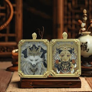 唐卡挂件西域项链吊坠立体鎏金扎基拉姆手绘描金小九招财吉祥礼物