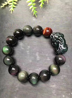 天然黑曜石貔貅手链男手串女貔恘招财皮丘开运礼物送男生