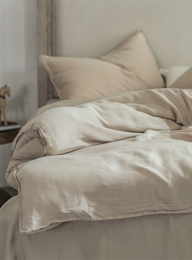 简约现代风80s水洗天丝四件套四季款做旧柔软日式纯色床上用品