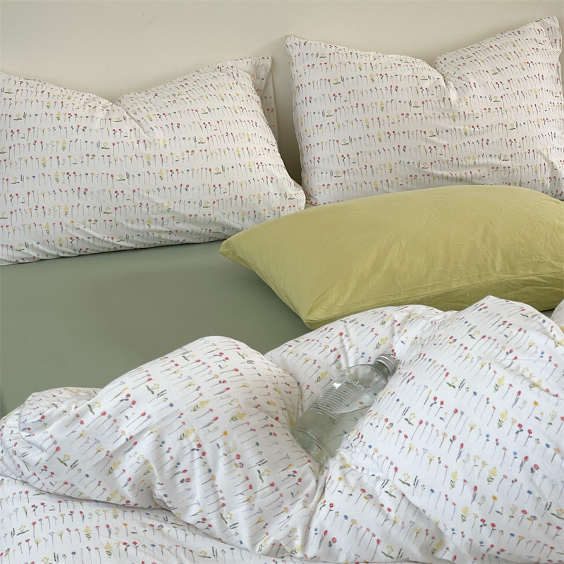 全棉针织棉清新小碎花四件套纯棉超柔日式少女心田园花卉床上用品