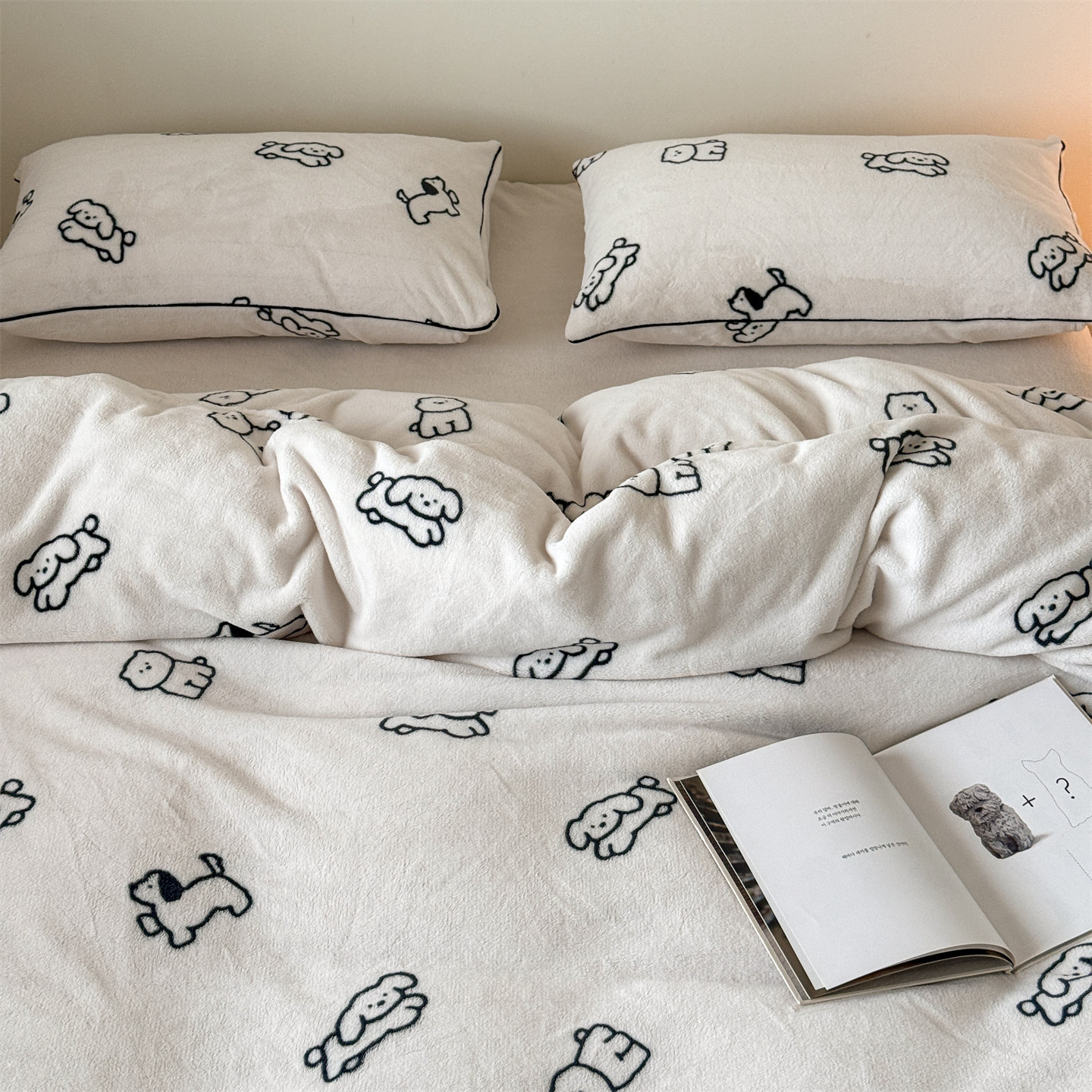 ins卡通雪地狗加厚超柔原绒四件套 | 全消光双面绒可爱奶油风床品,床上用品,床品套件/四件套/多件套,淘宝优惠券,粉丝福利购,淘宝优惠卷