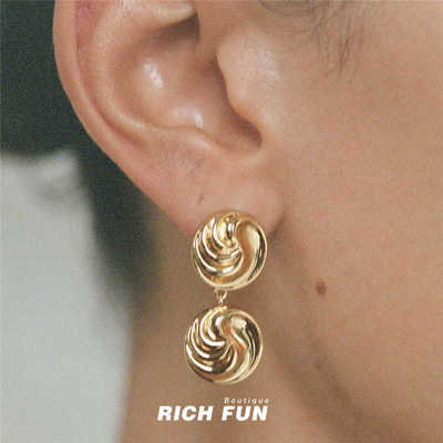 法式优雅高级感圆形吊坠耳饰