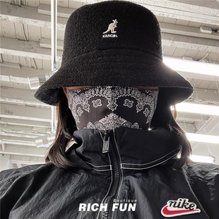 Hat Bucket 袋鼠平顶条纹休闲显脸小渔夫帽子男女 Bermuda Kangol