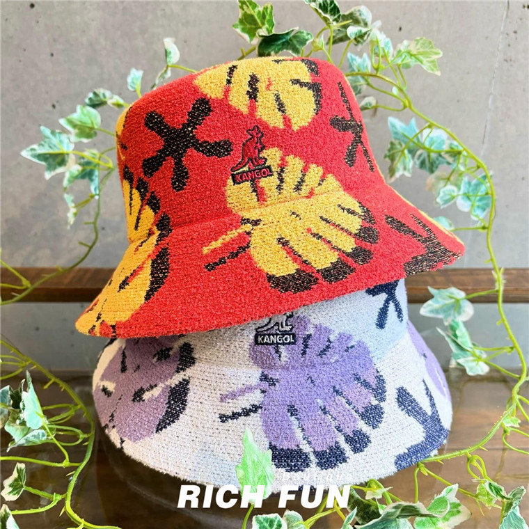 KANGOL PLANT LOVE LAHINCH新款袋鼠植物撞色提花针织盆帽渔夫帽