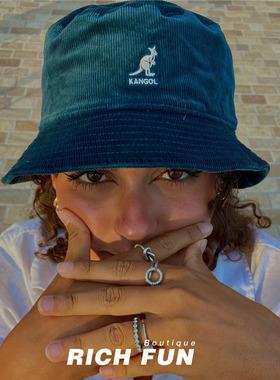 Kangol Cord Bucket袋鼠美式休闲遮阳百搭灯芯绒丝绒渔夫帽子男女