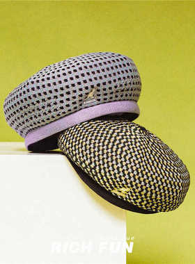 Kangol Geo Board Beret袋鼠24新款复古格纹经典八角画家帽贝雷帽
