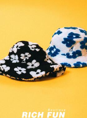 KANGOL Fleece Bucket Hat袋鼠秋冬新款花朵泰迪绒保暖盆帽渔夫帽
