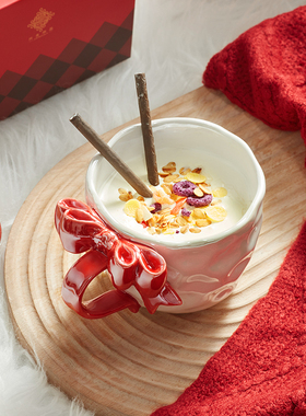 共禾京品浪漫蝴蝶结陶瓷马克杯新年送女友礼物咖啡牛奶杯喝水杯子