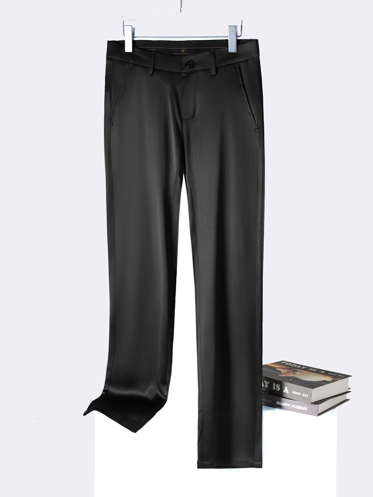 三醋酸真丝缎面慵懒风新款高腰直筒裤男珠光丝滑轻奢质感休闲长裤