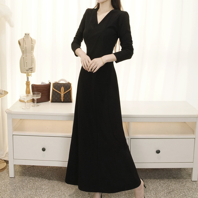 双层加厚修身显瘦大摆裙高个大码