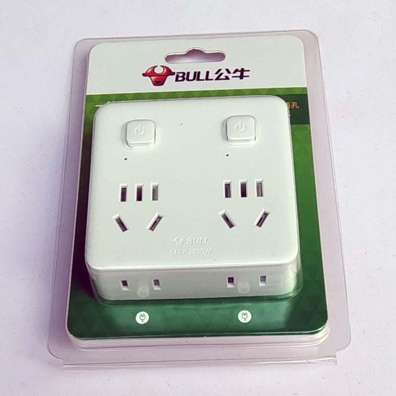 公牛正品面板带开关一拖三四电源