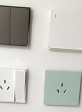 欧普开关插座面板W52灰色暗装墙壁家用一开五孔16A空调电脑插白色