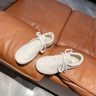 ins风运动鞋 显脚小 百搭休闲板鞋 女2024夏新款 真皮透气平底小白鞋