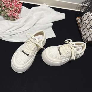 巨轻厚底真皮小白鞋 女鞋 春款 百搭运动鞋 配堆堆袜休闲板鞋 5CM增高