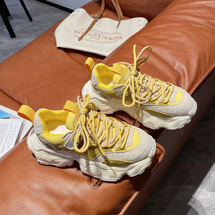 运动休闲鞋 2025春新款 ins 女潮学生女鞋 高订韩国单真皮厚底老爹鞋