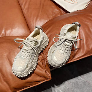 学生女鞋 巴黎老爹鞋 轻便运动休闲鞋 2025春新款 ins厚底齿轮轮胎鞋