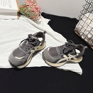 小厚底真皮显脚小阿甘鞋 休闲鞋 春新款 配阔腿裤 女 运动鞋 3.5CM增高